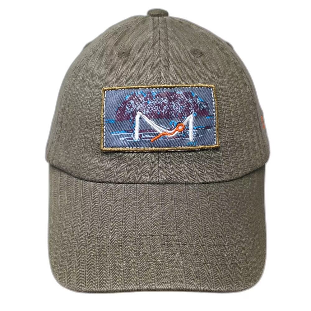 Invasion Green Baseball Cap One Size Cancun Herringbone Orange Adjustable Hat